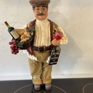 Karen Didion Originals Wine-Themed Male Figurine in Burgundy, Cream, Green